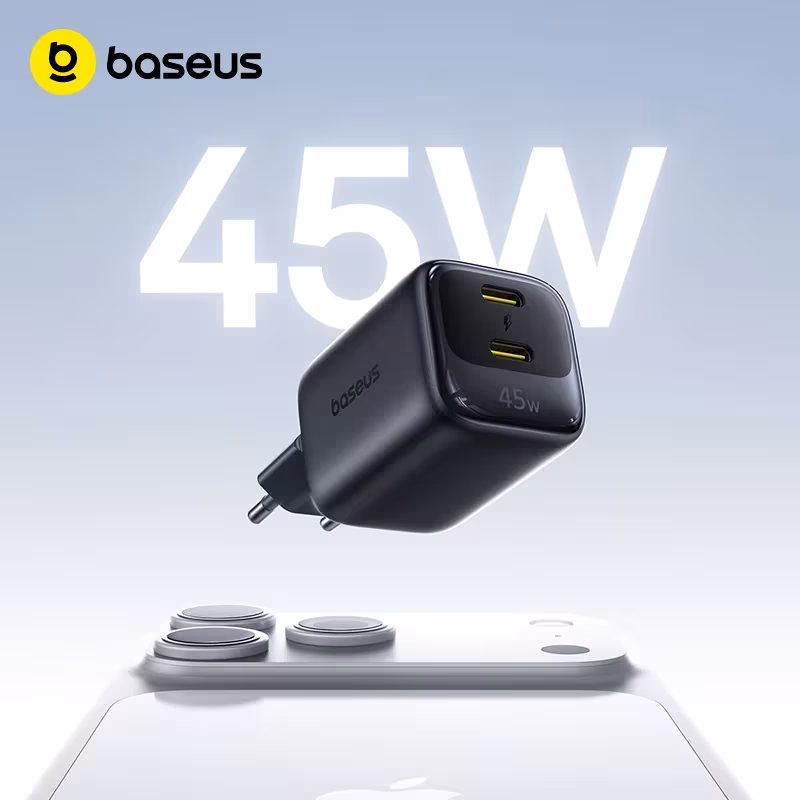 Baseus 45W GaN Fast Charger USB C Dual Port PD Charger