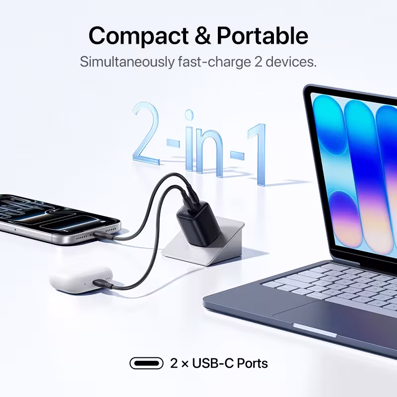 Baseus 45W GaN Fast Charger USB C Dual Port PD Charger Baseus 45W GaN Fast Charger USB C Dual Port PD Charger - Image 2