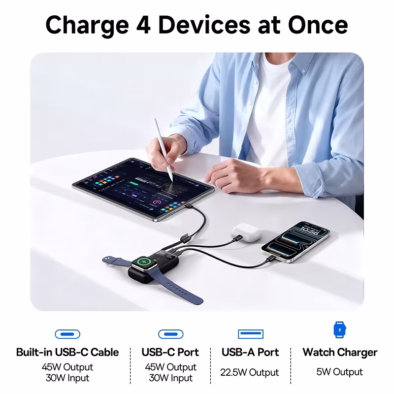 Baseus EnerFill 10000mAh Power Bank 45W with Magnetic Watch Charger Baseus EnerFill 10000mAh Power Bank 45W with Magnetic Watch Charger - Image 4