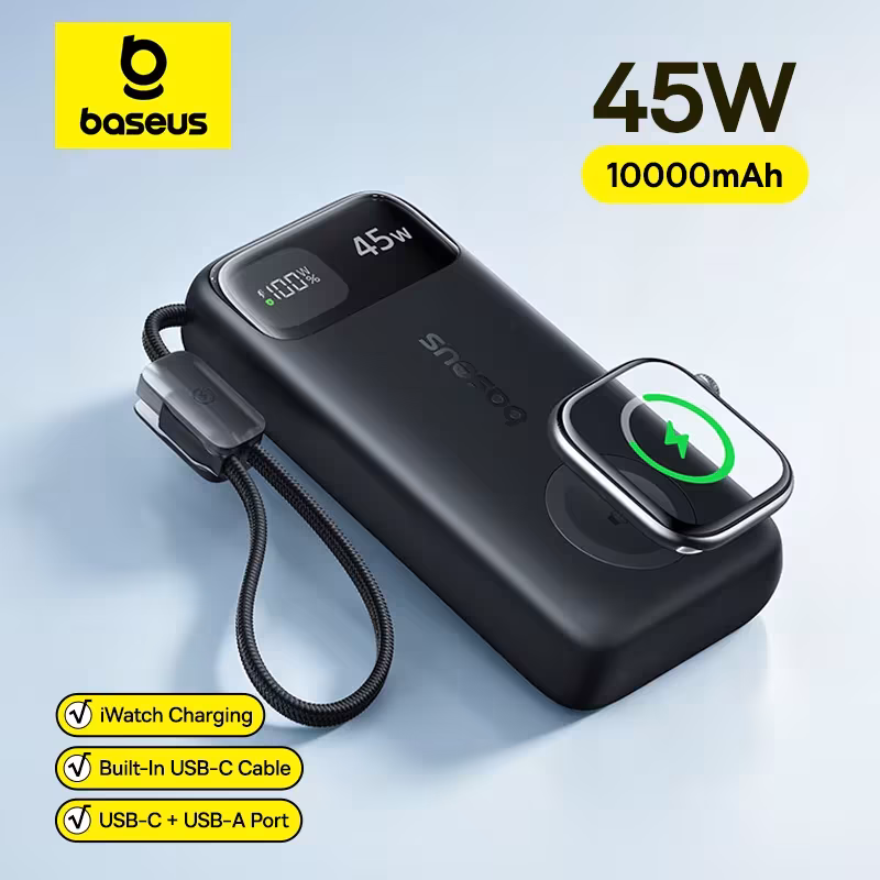 Baseus EnerFill 10000mAh Power Bank 45W with Magnetic Watch Charger