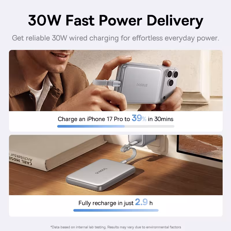 Baseus PicoGo Air AM71 Qi2.2 Magnetic Power Bank 30W USB-C & 25W Wireless Charging 10000mAh Baseus PicoGo Air AM71 Qi2.2 Magnetic Power Bank 30W USB-C & 25W Wireless Charging 10000mAh - Image 4