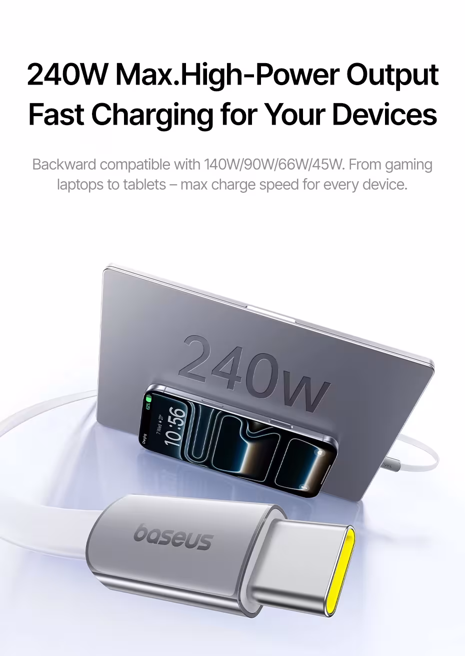 Baseus 240W Ulta-Slim USB C Cable for iPhone 17 16 15 Plus Pro Max 5A PD 3.0 Fast Charging Charger Cord for Samsung,Xiaomi Cable Baseus 240W Ulta-Slim USB C Cable for iPhone 17 16 15 Plus Pro Max 5A PD 3.0 Fast Charging Charger Cord for Samsung,Xiaomi Cable