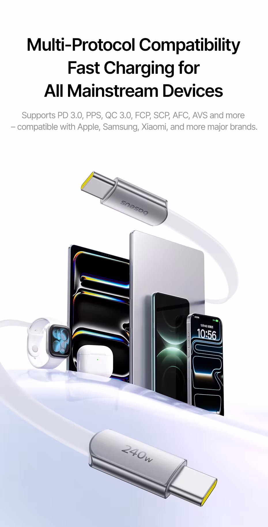 Baseus 240W Ulta-Slim USB C Cable for iPhone 17 16 15 Plus Pro Max 5A PD 3.0 Fast Charging Charger Cord for Samsung,Xiaomi Cable Baseus 240W Ulta-Slim USB C Cable for iPhone 17 16 15 Plus Pro Max 5A PD 3.0 Fast Charging Charger Cord for Samsung,Xiaomi Cable
