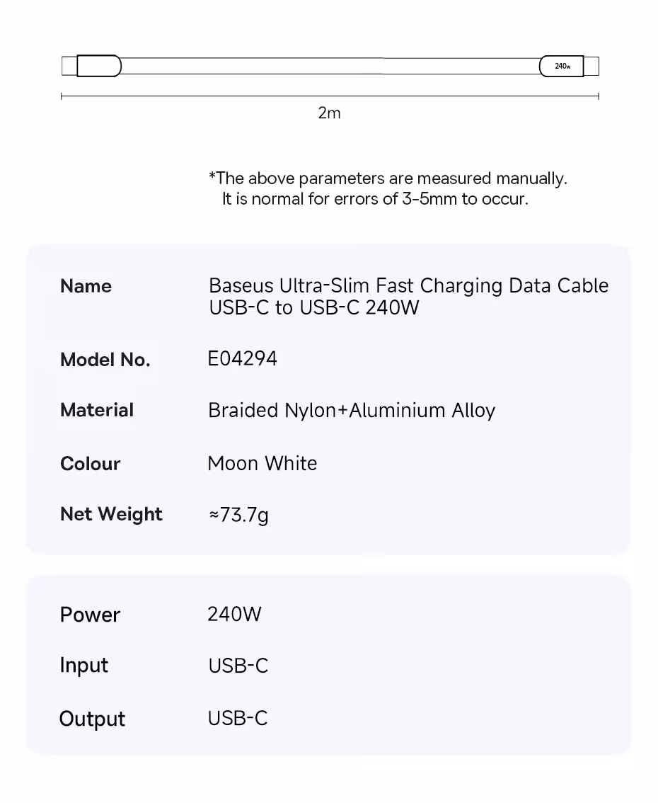 Baseus 240W Ulta-Slim USB C Cable for iPhone 17 16 15 Plus Pro Max 5A PD 3.0 Fast Charging Charger Cord for Samsung,Xiaomi Cable Baseus 240W Ulta-Slim USB C Cable for iPhone 17 16 15 Plus Pro Max 5A PD 3.0 Fast Charging Charger Cord for Samsung,Xiaomi Cable