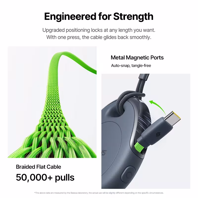 Baseus 240W One-Press Return Retractable USB-C to USB-C Fast Charging Cable for MacBook iPhone Samsung Baseus 240W One-Press Return Retractable USB-C to USB-C Fast Charging Cable for MacBook iPhone Samsung - Image 3