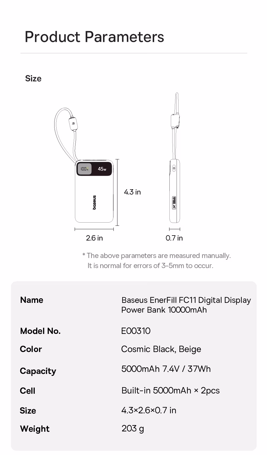Baseus 45W Power Bank 10000mAh 20000mAh Built-In Dual USB-C Cable Fast Charging for iPhone 17 16 Pro Max Samsung S25 Xiaomi Poco Baseus 45W Power Bank 10000mAh 20000mAh Built-In Dual USB-C Cable Fast Charging for iPhone 17 16 Pro Max Samsung S25 Xiaomi Poco