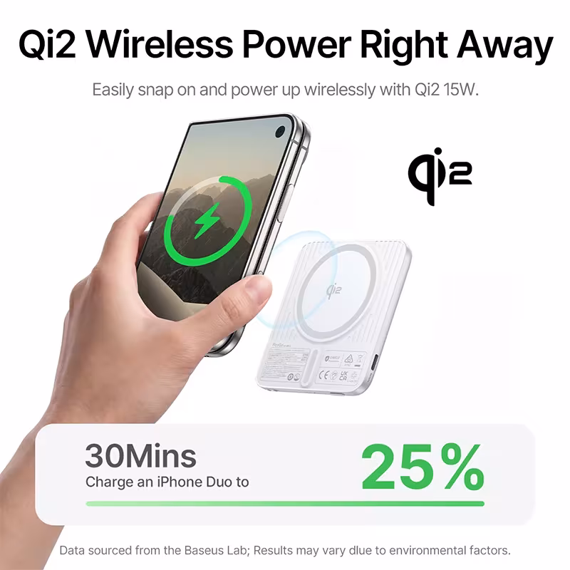 Baseus Qi2 15W Magnetic Power Bank 5000mAh 25W USB-C Slim 7.9mm Baseus Qi2 15W Magnetic Power Bank 5000mAh 25W USB-C Slim 7.9mm - Image 3