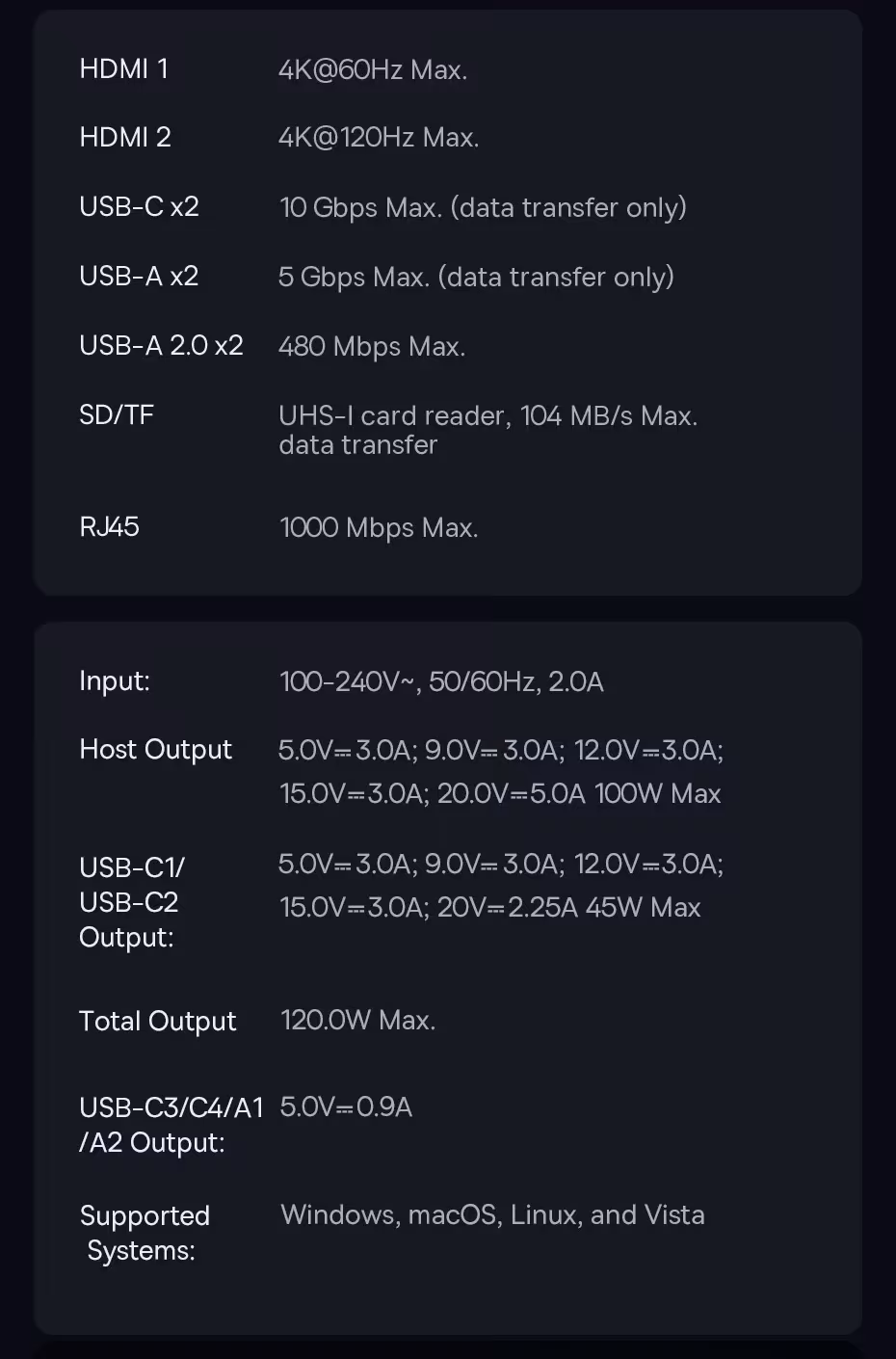 Baseus 14-in-1 USB-C Docking Station 4K@120Hz Dual Display 120W GaN PD Charger 10Gbps USB 3.2 SD/TF RJ45 Baseus 14-in-1 USB-C Docking Station 4K@120Hz Dual Display 120W GaN PD Charger 10Gbps USB 3.2 SD/TF RJ45