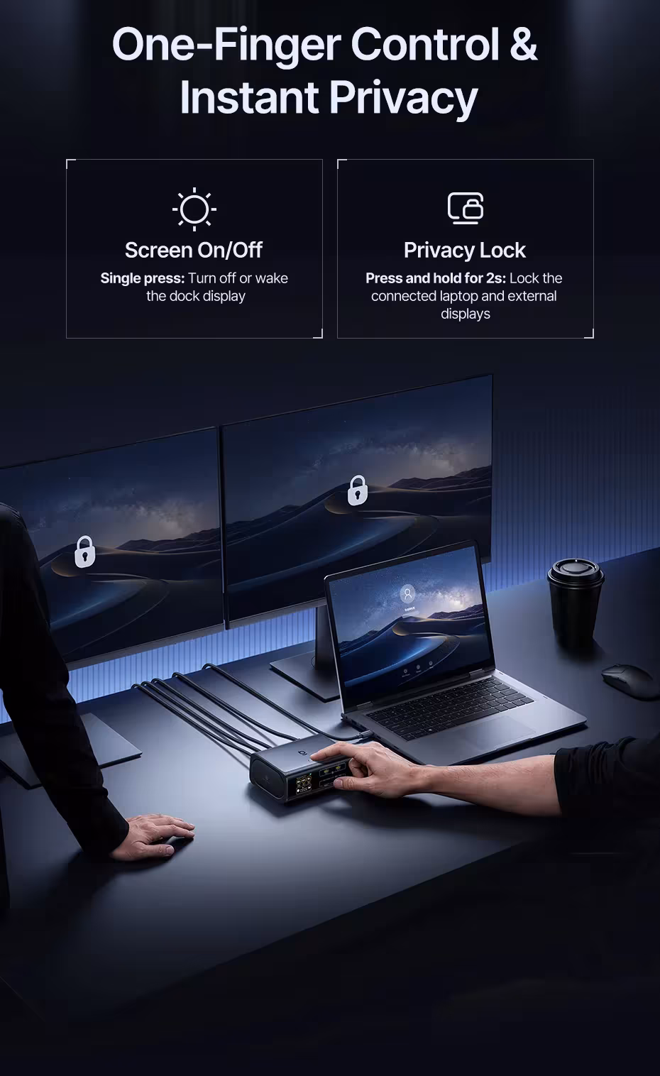 Baseus 14-in-1 USB-C Docking Station 4K@120Hz Dual Display 120W GaN PD Charger 10Gbps USB 3.2 SD/TF RJ45 Baseus 14-in-1 USB-C Docking Station 4K@120Hz Dual Display 120W GaN PD Charger 10Gbps USB 3.2 SD/TF RJ45