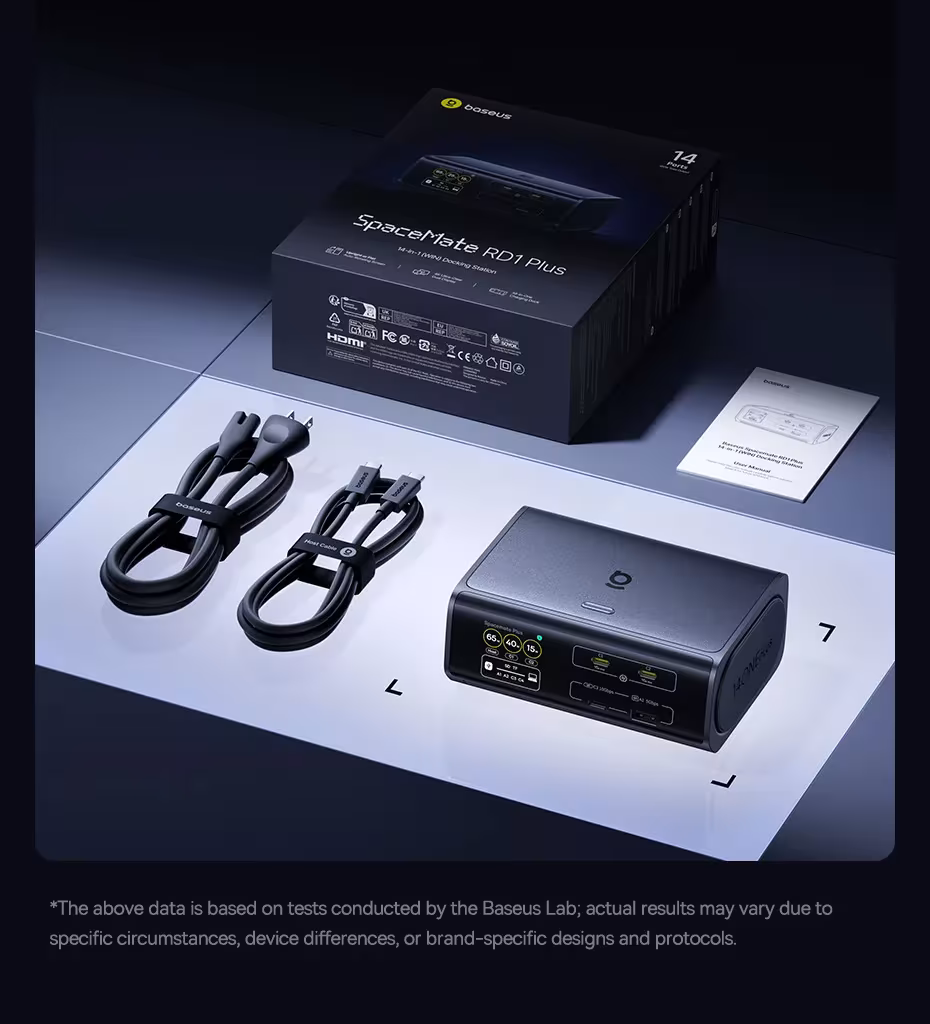 Baseus 14-in-1 USB-C Docking Station 4K@120Hz Dual Display 120W GaN PD Charger 10Gbps USB 3.2 SD/TF RJ45 Baseus 14-in-1 USB-C Docking Station 4K@120Hz Dual Display 120W GaN PD Charger 10Gbps USB 3.2 SD/TF RJ45